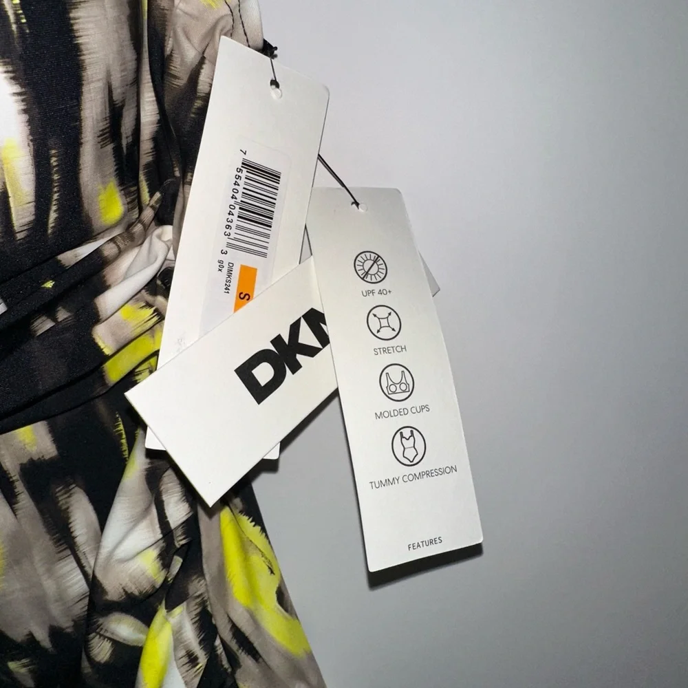 DKNY Women's bathing top in Black and Yellow Print - Picture 3 of 4